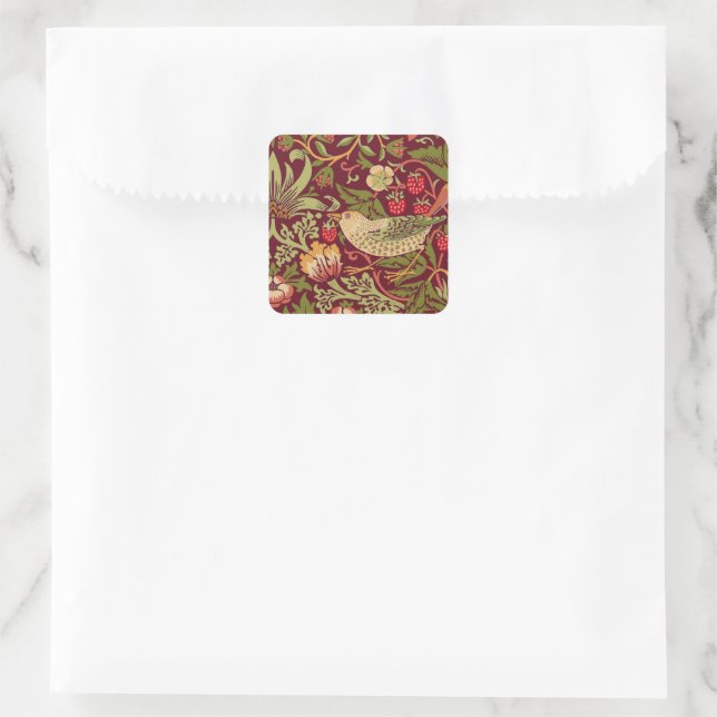 William Morris Strawberry Thief Square Sticker (Bag)