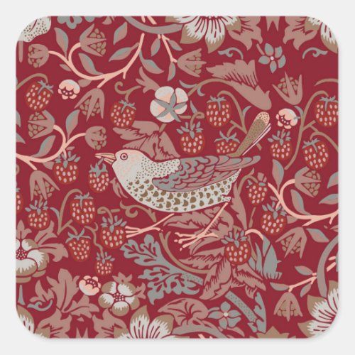 William Morris Strawberry Thief Square Sticker