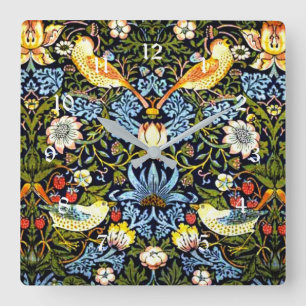 William Morris, Strawberry Thief Square Wall Clock