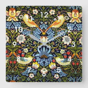 William Morris - Strawberry Thief Square Wall Clock