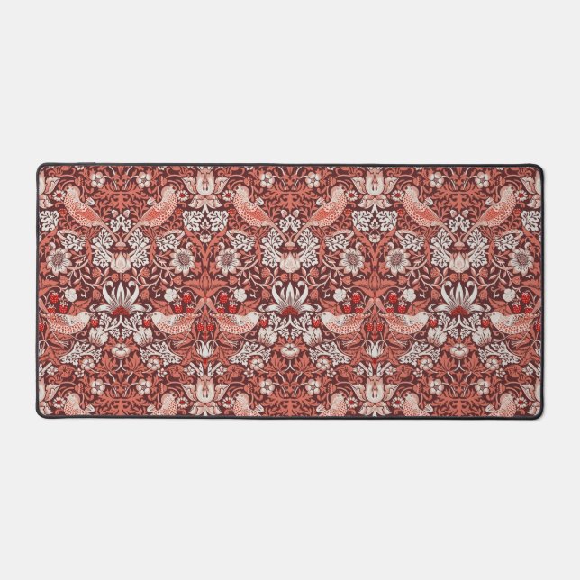 William Morris Strawberry Thief Terracotta Bird Desk Mat (Front)