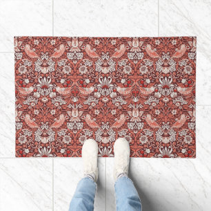 William Morris Strawberry Thief Terracotta Bird Doormat