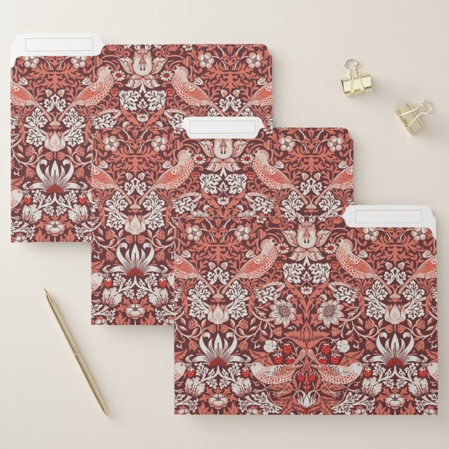 William Morris Strawberry Thief Terracotta Bird File Folder (Set)
