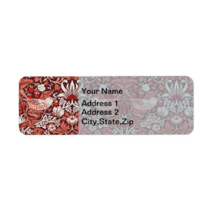 William Morris Strawberry Thief Terracotta Bird Label