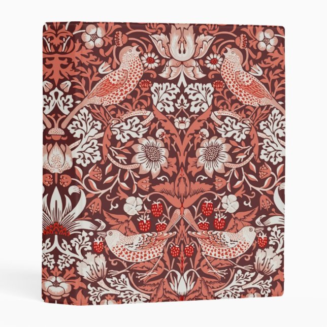William Morris Strawberry Thief Terracotta Bird Mini Binder (Front/Spine)