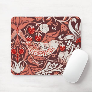 William Morris Strawberry Thief Terracotta Bird Mouse Pad