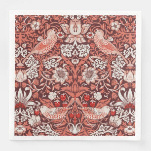 William Morris Strawberry Thief Terracotta Bird Paper Dinner Napkins