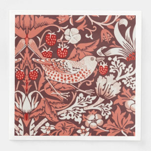 William Morris Strawberry Thief Terracotta Bird Paper Dinner Napkins