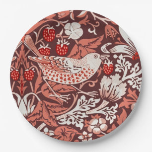 William Morris Strawberry Thief Terracotta Bird Paper Plates
