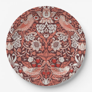 William Morris Strawberry Thief Terracotta Bird Paper Plates