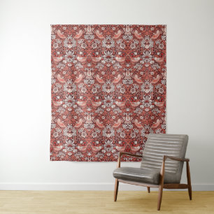 William Morris Strawberry Thief Terracotta Bird Tapestry