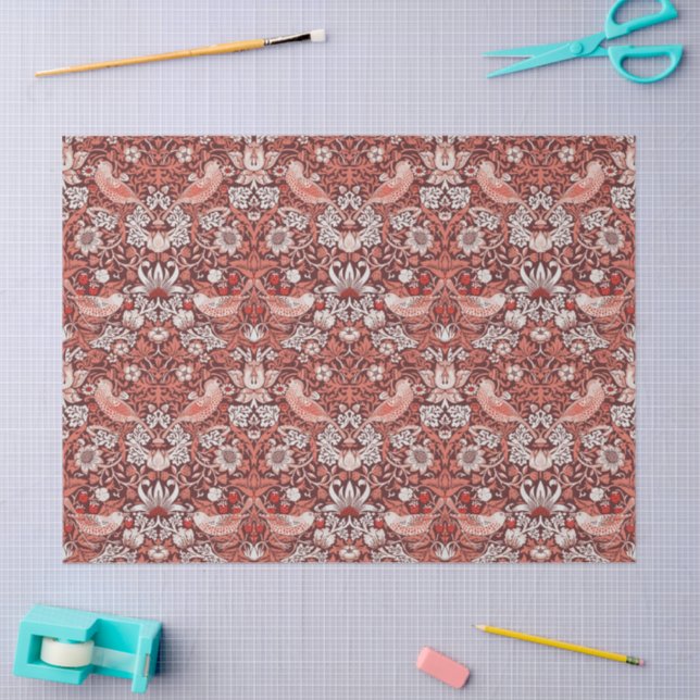 William Morris Strawberry Thief Terracotta Bird Tissue Paper (Craft)