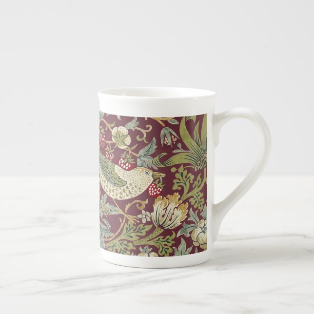 William Morris Strawberry Thief Textile Pattern Bone China Mug (Right)