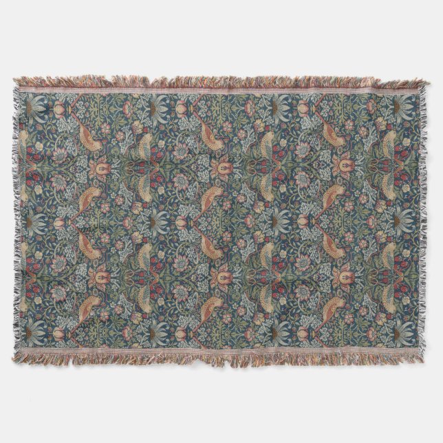 William Morris: Strawberry Thief Throw Blanket (Front)