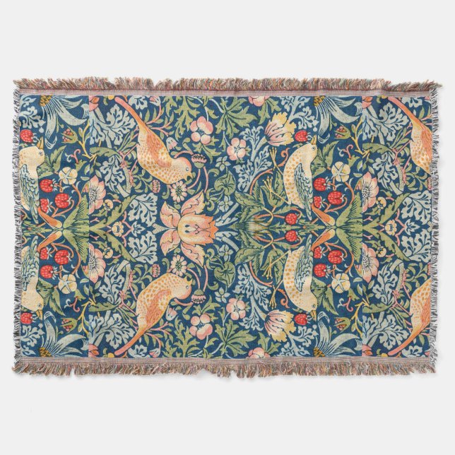William Morris Strawberry Thief Throw Throw Blanket (Front)