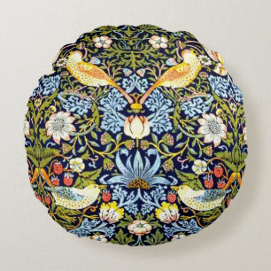 William Morris: Strawberry Thief vintage design Round Pillow