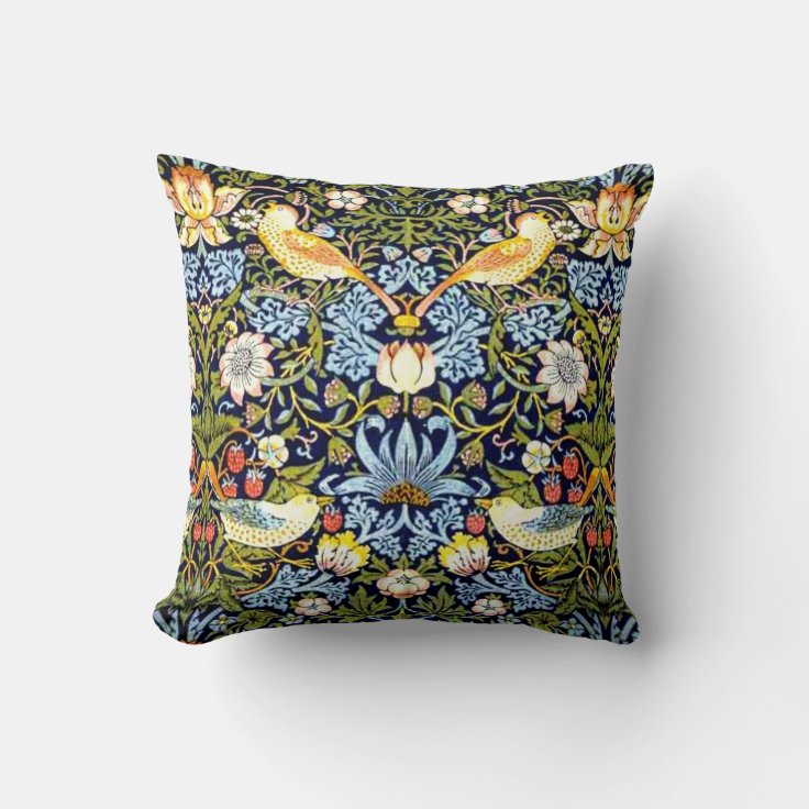 William Morris: Strawberry Thief vintage design Throw Pillow | Zazzle