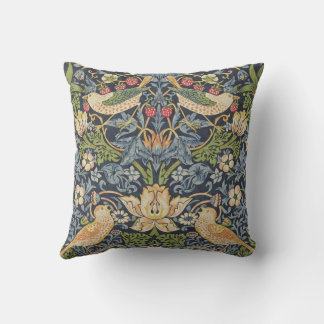william-morris-strawberry-thief-wallpaper throw pillow