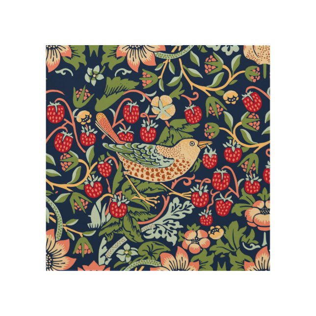 William Morris Strawberry Thief Wood Wall Art (Front)
