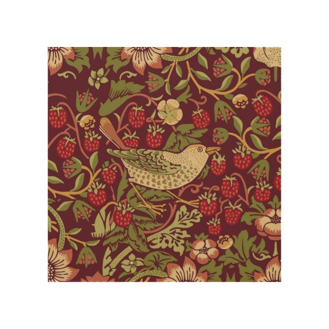 William Morris Strawberry Thief Wood Wall Art (Front)