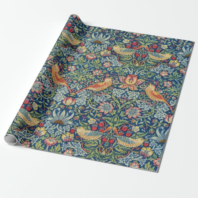 William Morris - Strawberry Thief Wrapping Paper (Unrolled)