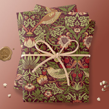 William Morris Strawberry Thief Wrapping Paper by William_Morris_Shop at Zazzle