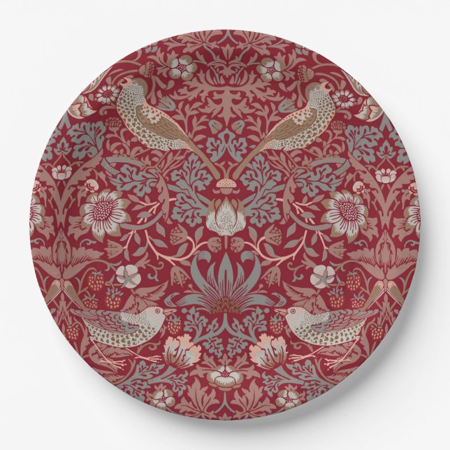 William Morris Strawberry Thief Wrapping Paper Plates (Front)