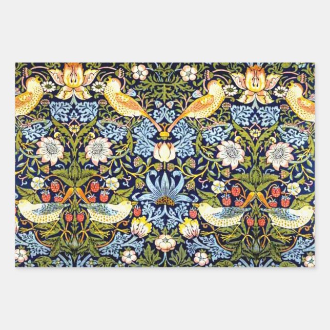 William Morris, Strawberry Thief, Wrapping Paper Sheets (Front)