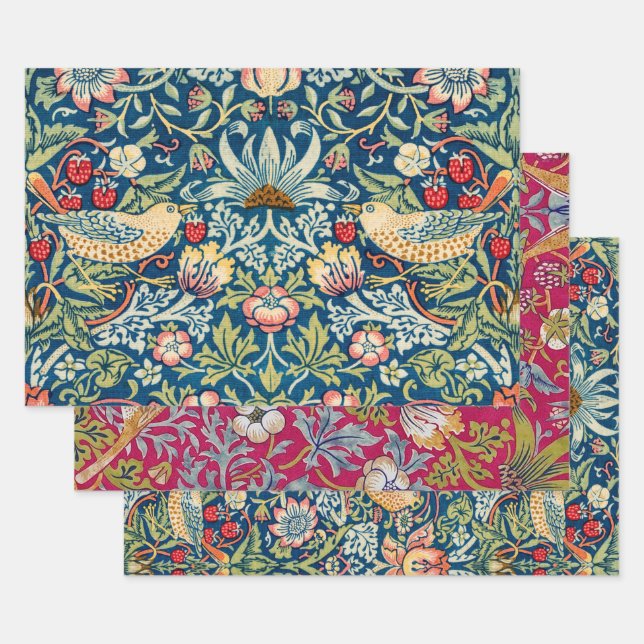 William Morris, Strawberry Thief Wrapping Paper Sheets (Set)