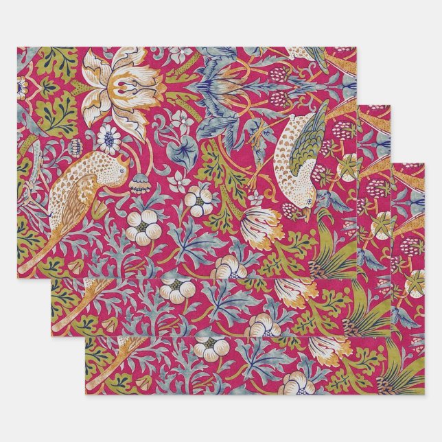 William Morris, Strawberry Thief Wrapping Paper Sheets (Set)