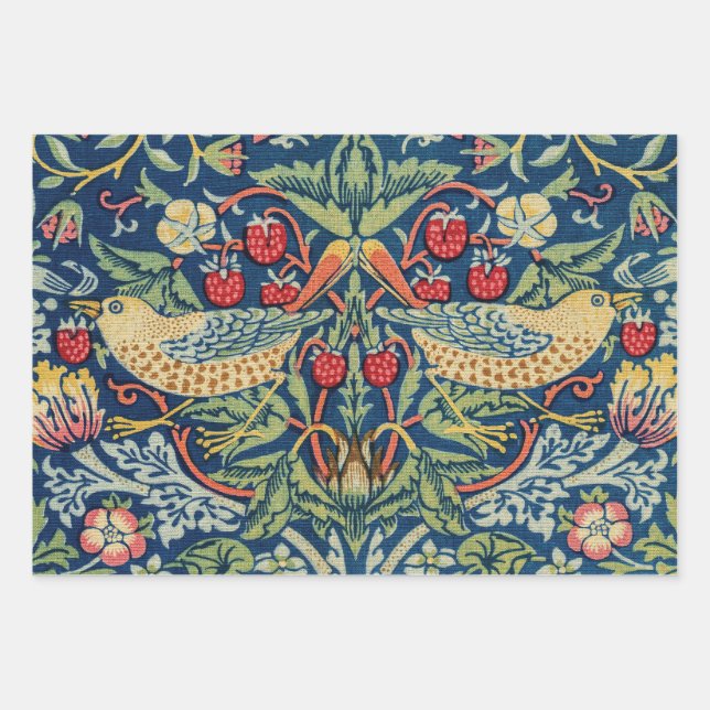 William Morris - Strawberry Thief Wrapping Paper Sheets (Front)