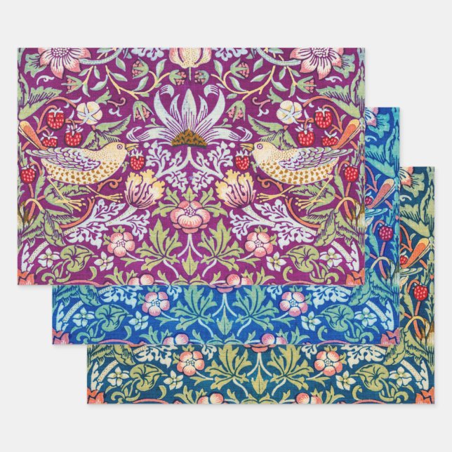 William Morris, Strawberry Thief Wrapping Paper Sheets (Set)