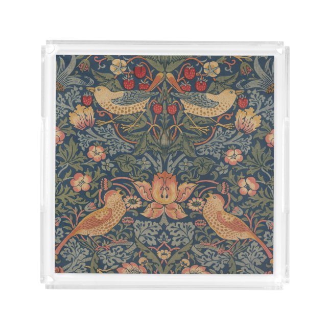 William Morris Strawberry Thieves Birds Acrylic Tray (Front)