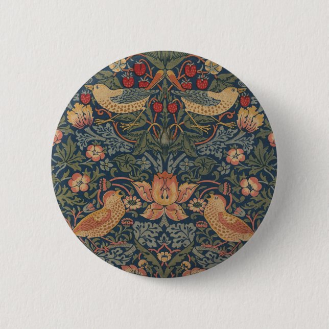 William Morris Strawberry Thieves Birds Button (Front)