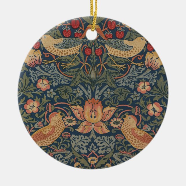 William Morris Strawberry Thieves Birds Ceramic Ornament (Front)