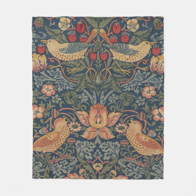William Morris Strawberry Thieves Birds Fleece Blanket (Front)
