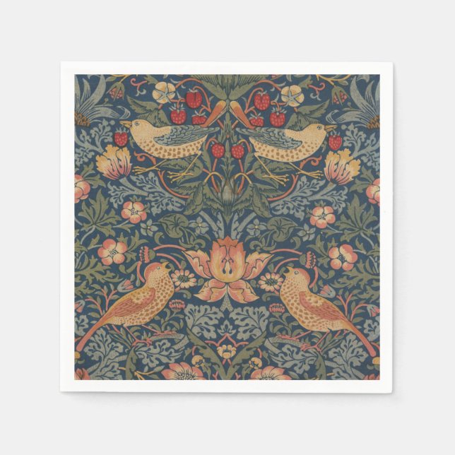 William Morris Strawberry Thieves Birds Napkins (Front)