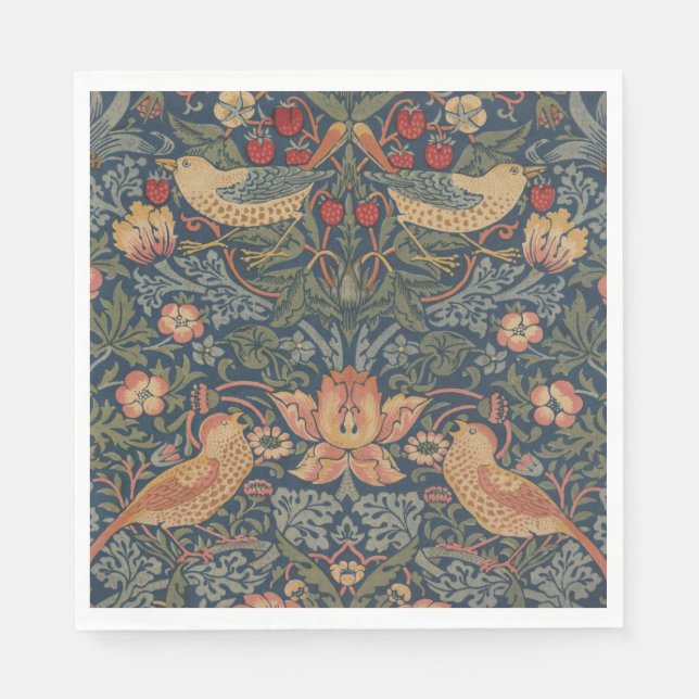 William Morris Strawberry Thieves Birds Napkins (Front)