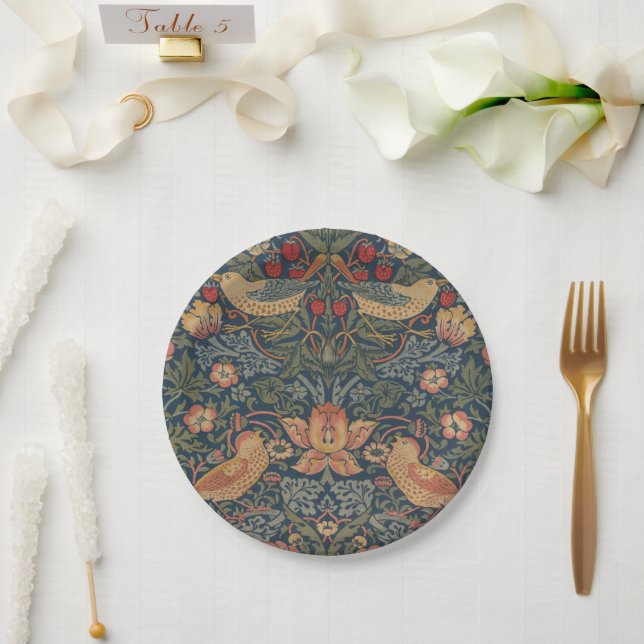 William Morris Strawberry Thieves Birds Paper Plates (Wedding)