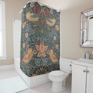 William Morris Strawberry Thieves Birds Shower Curtain