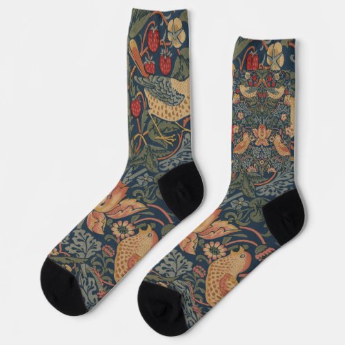 William Morris Strawberry Thieves Birds Socks