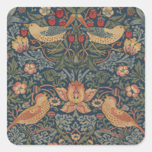 William Morris Strawberry Thieves Birds Square Sticker