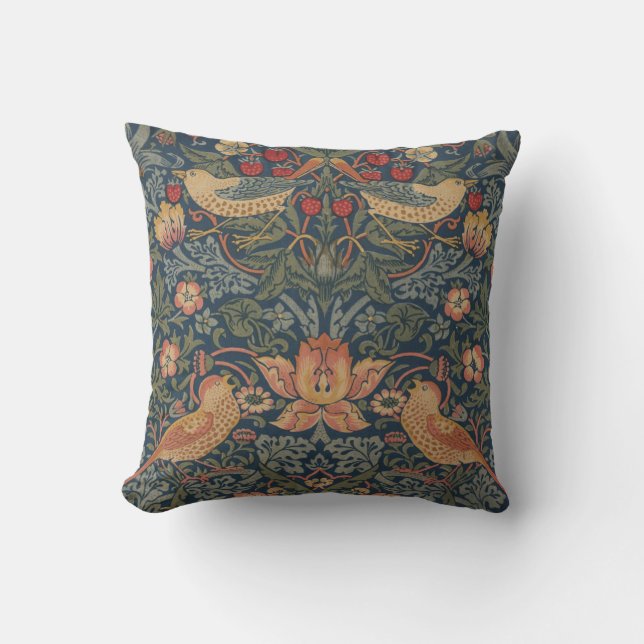 William Morris Strawberry Thieves Birds Throw Pillow (Front)