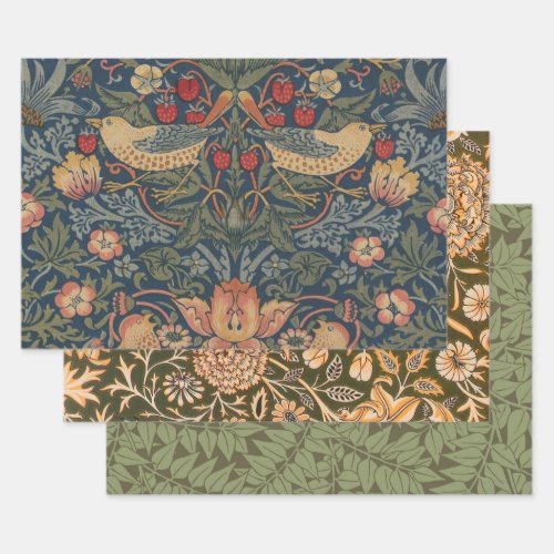 William Morris Strawberry Thieves Birds Wrapping Paper Sheets