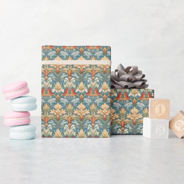 William Morris style Art Nouveau pattern Wrapping Paper (Baby Shower)