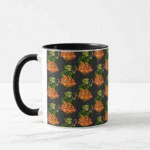 William Morris Style Botanic Flower Black Mug