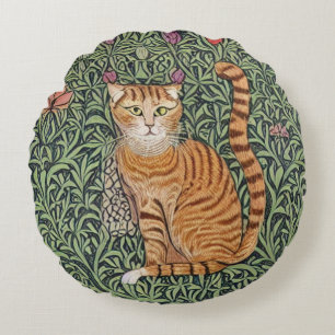 William Morris Style Cat Round Pillow