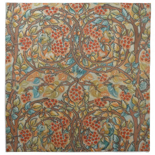 William Morris Style Cottagecore Squirrel Floral Cloth Napkin