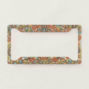 William Morris Style Cottagecore Squirrel Floral  License Plate Frame