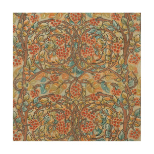 William Morris Style Cottagecore Squirrel Floral  Wood Wall Art